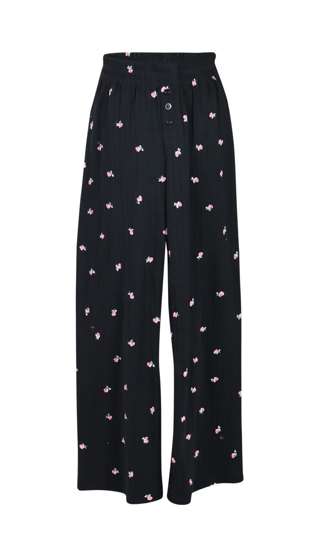 *Pointelle Printed Flare Pant
