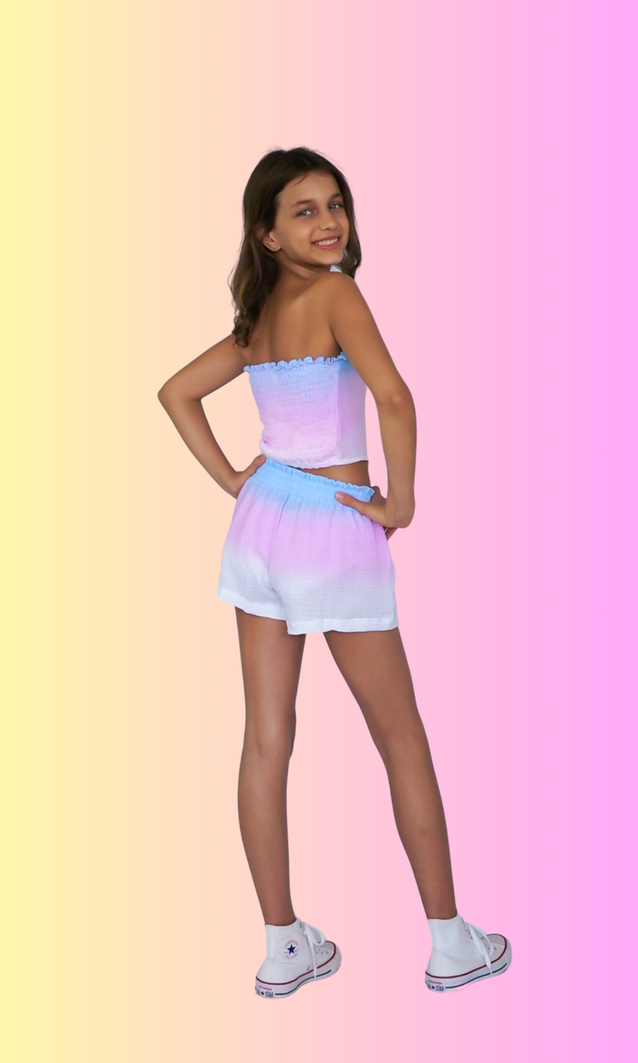 *Ombre Cheesecloth Smocked Shorts*