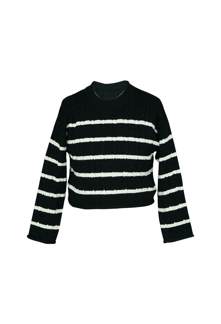 *Striped Cable Knit-Sweater*