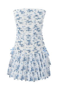 *Tulle Net Ruched Tube Top Dress*