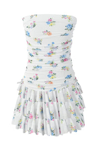 *Tulle Net Ruched Tube Top Dress*