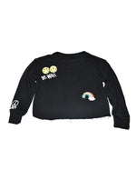 *Black Multi Icon Cropped Sweatshirt*