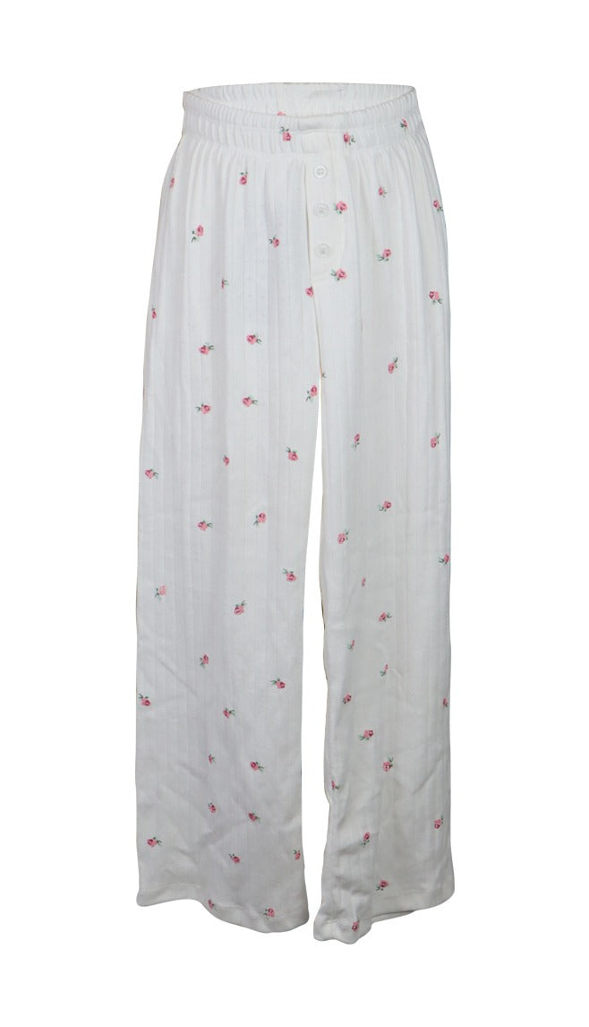 *Pointelle Printed Flare Pant