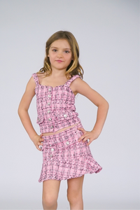 *Tweed Button Down Sleeveless Top*