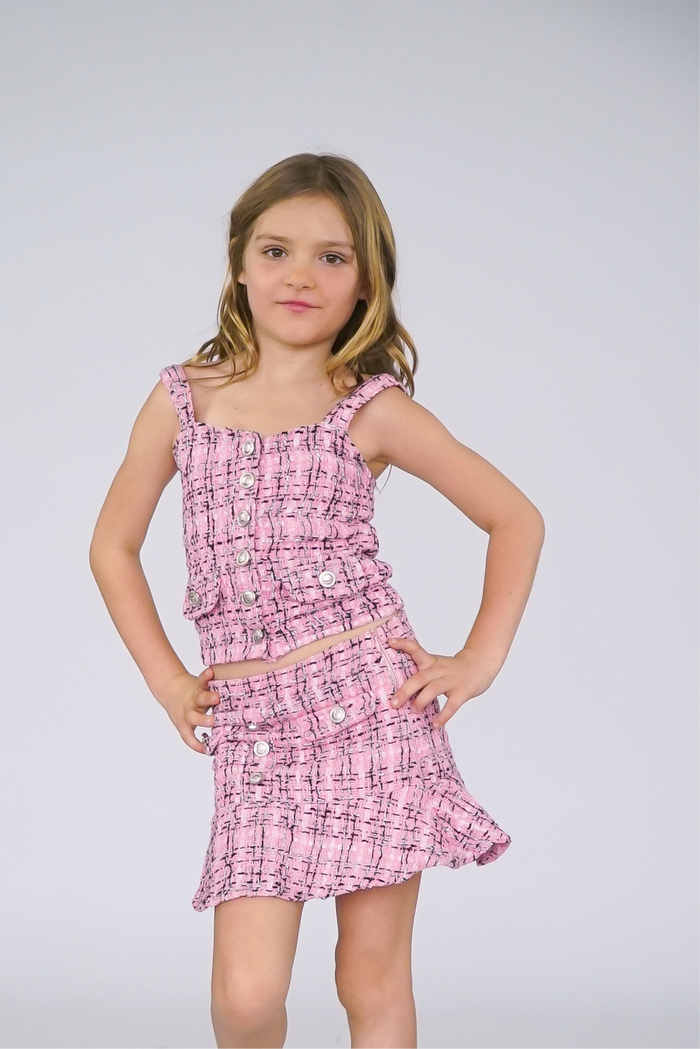 *Tweed Button Down Sleeveless Top*