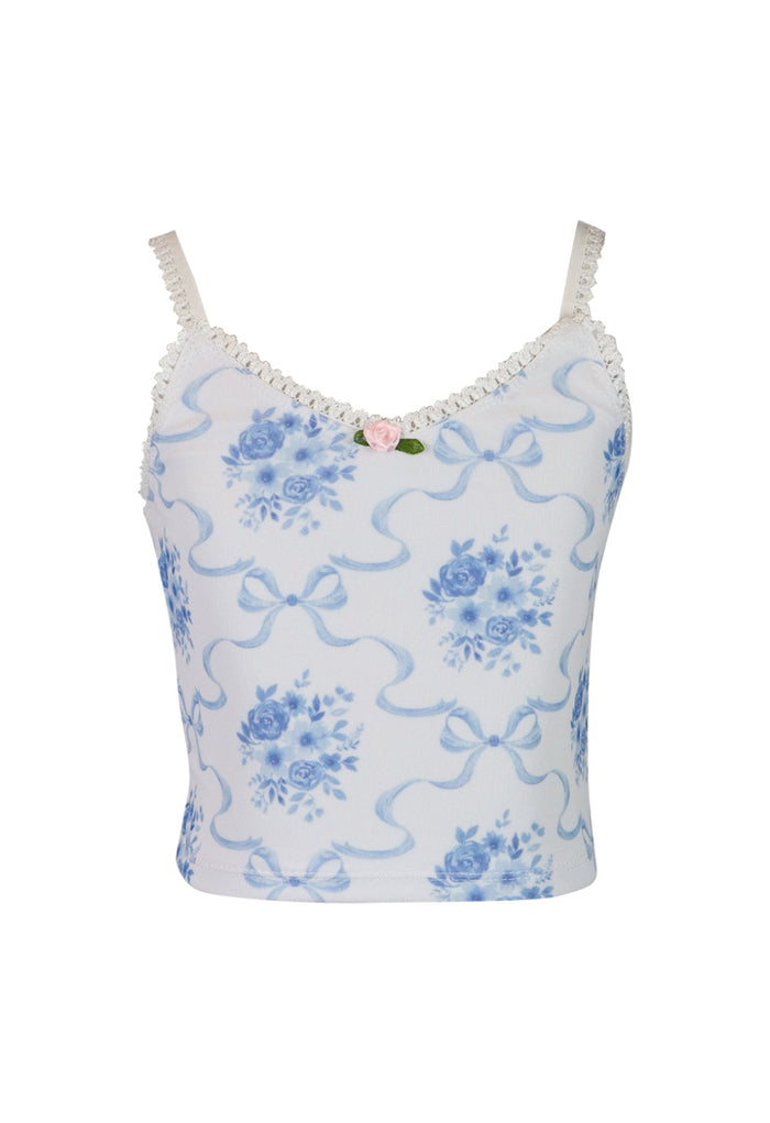 *Tulle Net Floral Print Cami Top*