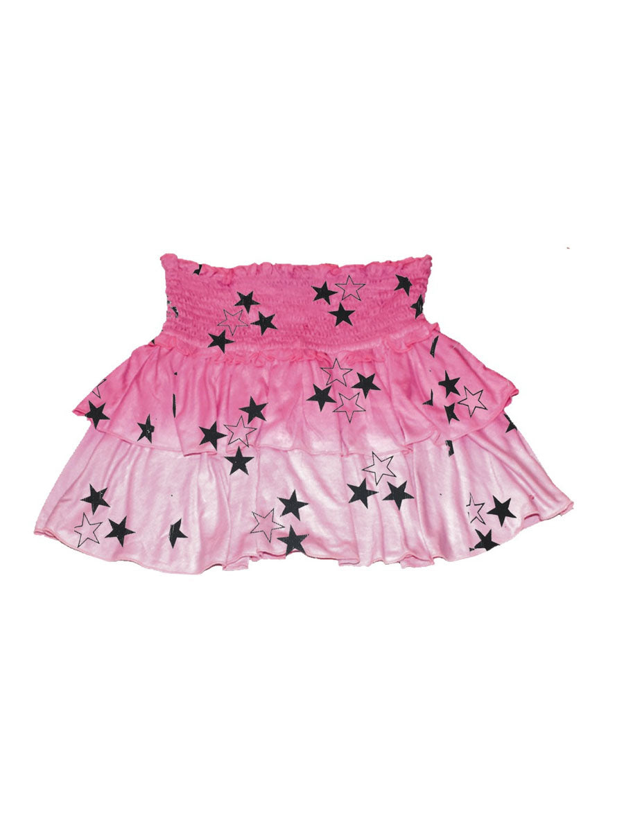 *Pink Ombre Stars Ruffle Skirt*