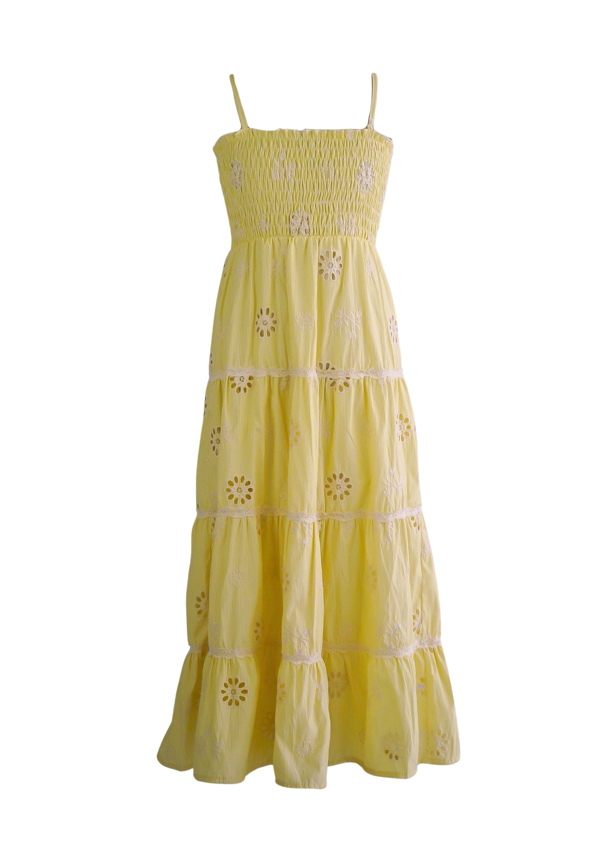 *Stripe Embroidery Maxi Cami Dress*