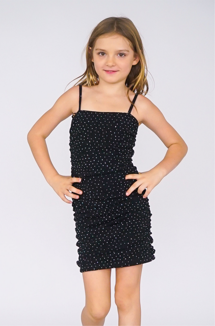 *Allover Studded Ruched Dress*