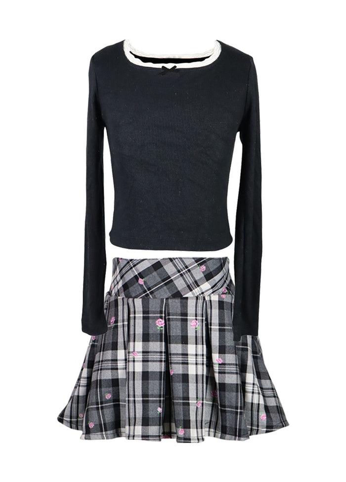*Rose Print Pleated Skort*