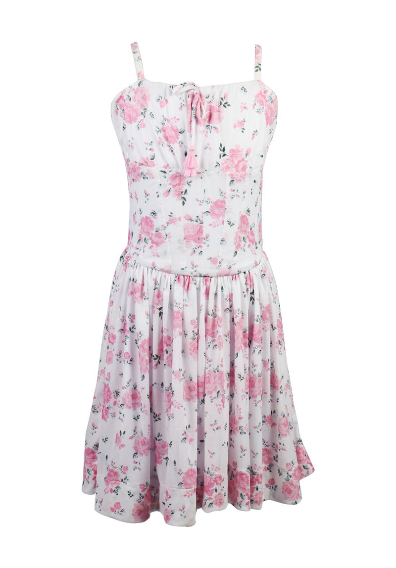 *Tulle Net Floral Print Bustier Cami Dress*