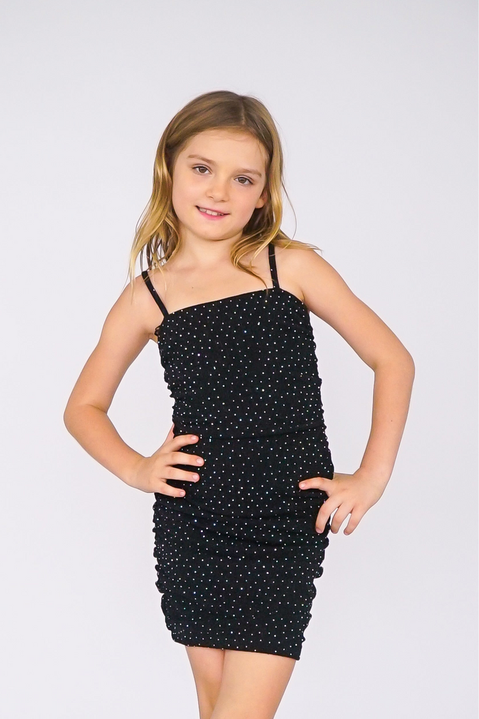 *Allover Studded Ruched Dress*