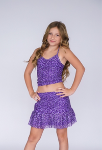 *Purple Floral Ruffle Skirt*