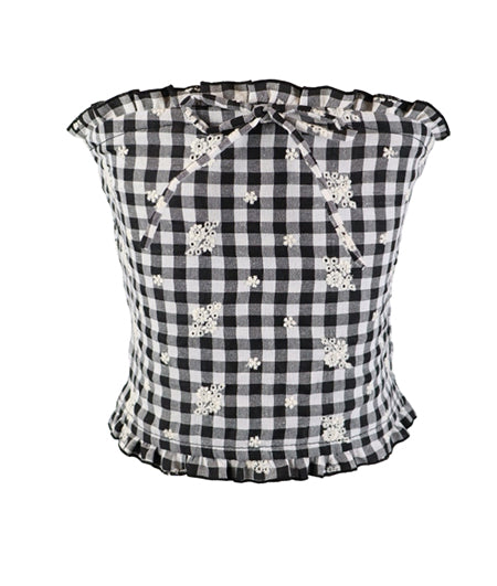 *Embroidery Checkered Tubetop*