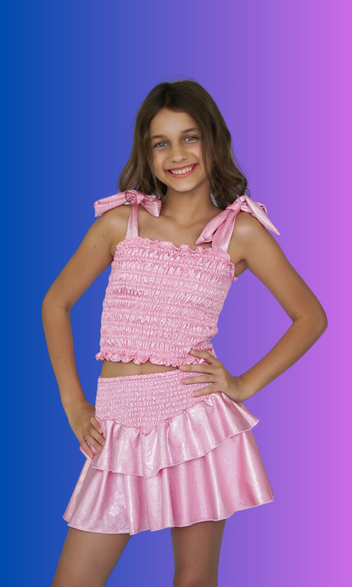 Zoey L S String Smock Top Sun Orange Aop Miss main image 0