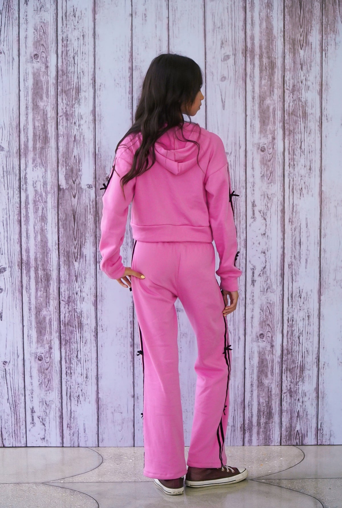 *Pink Velvet Stripe Zip-Up Jacket*