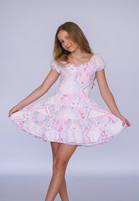 *Handkerchief Printed Puff Sleeve Dress*