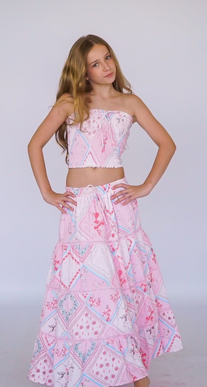 *Handkerchief Printed Maxi Skirt*