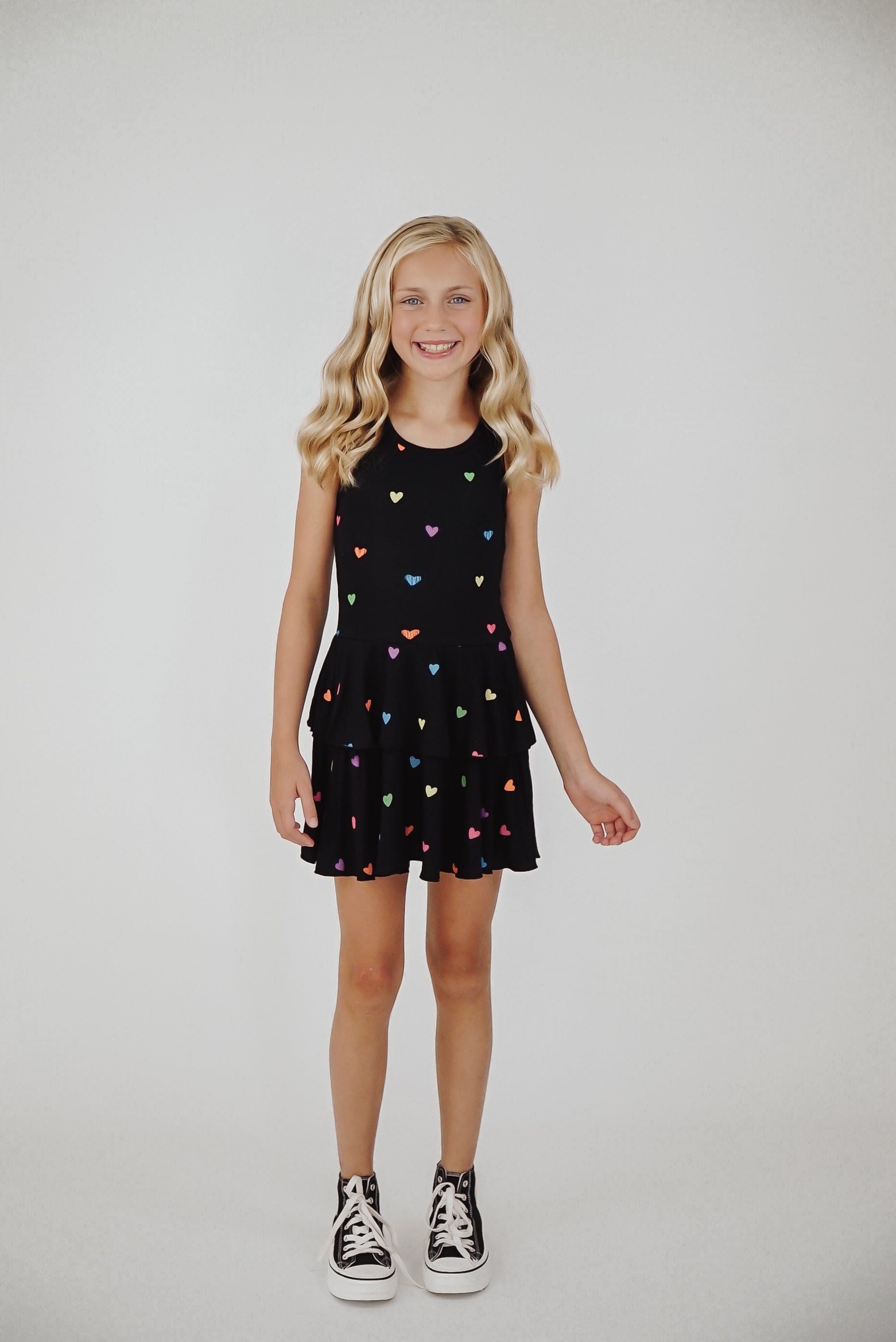 Black Multi Heart Ruffle Dress* – Flowers By Zoe Clothing