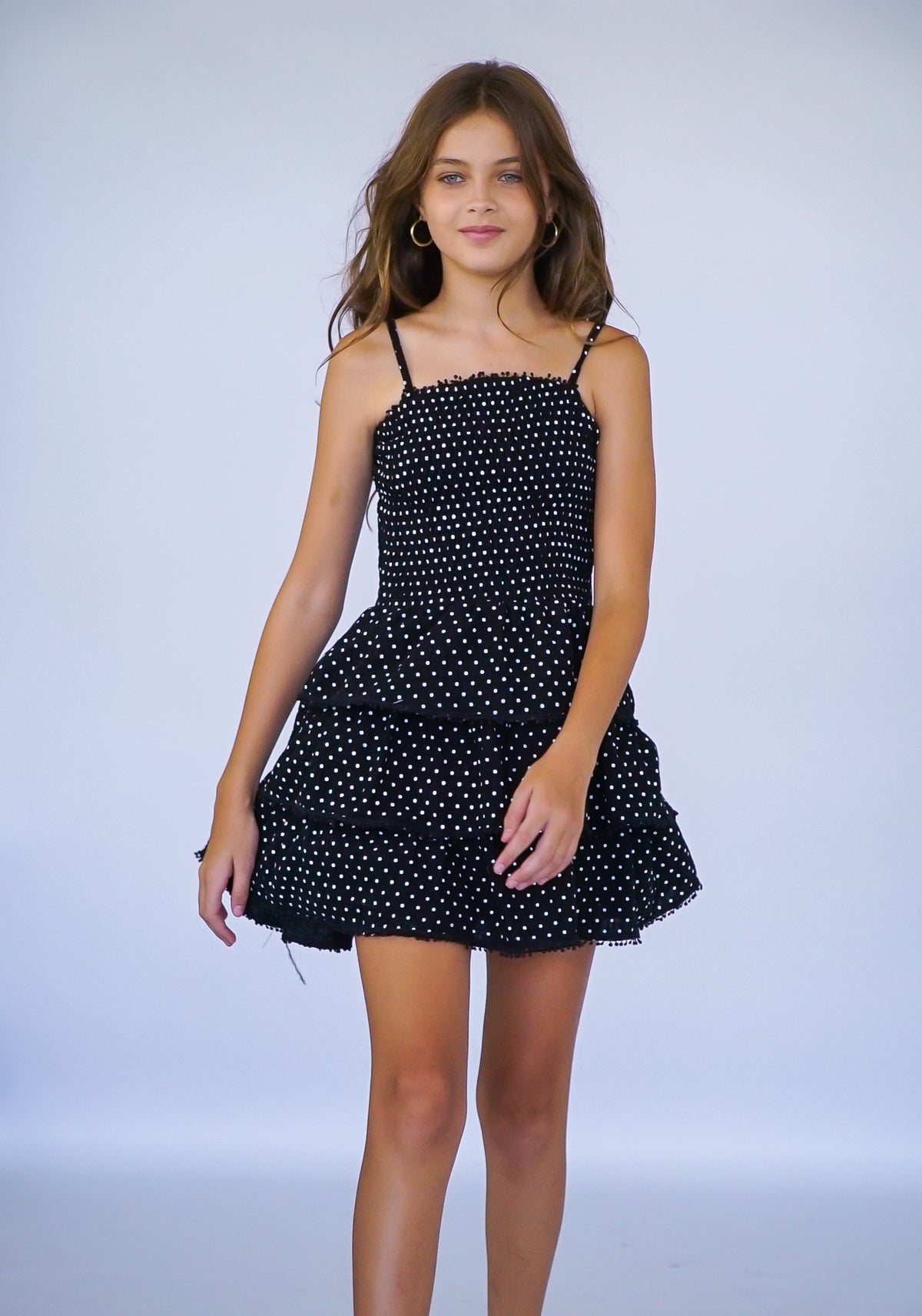 *Polkadot Strap Smocked Dress*