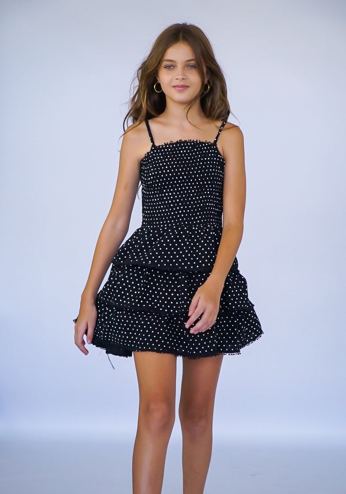 *Polkadot Strap Smocked Dress*