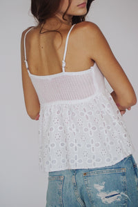 *White Knit Eyelet Bustier Top*