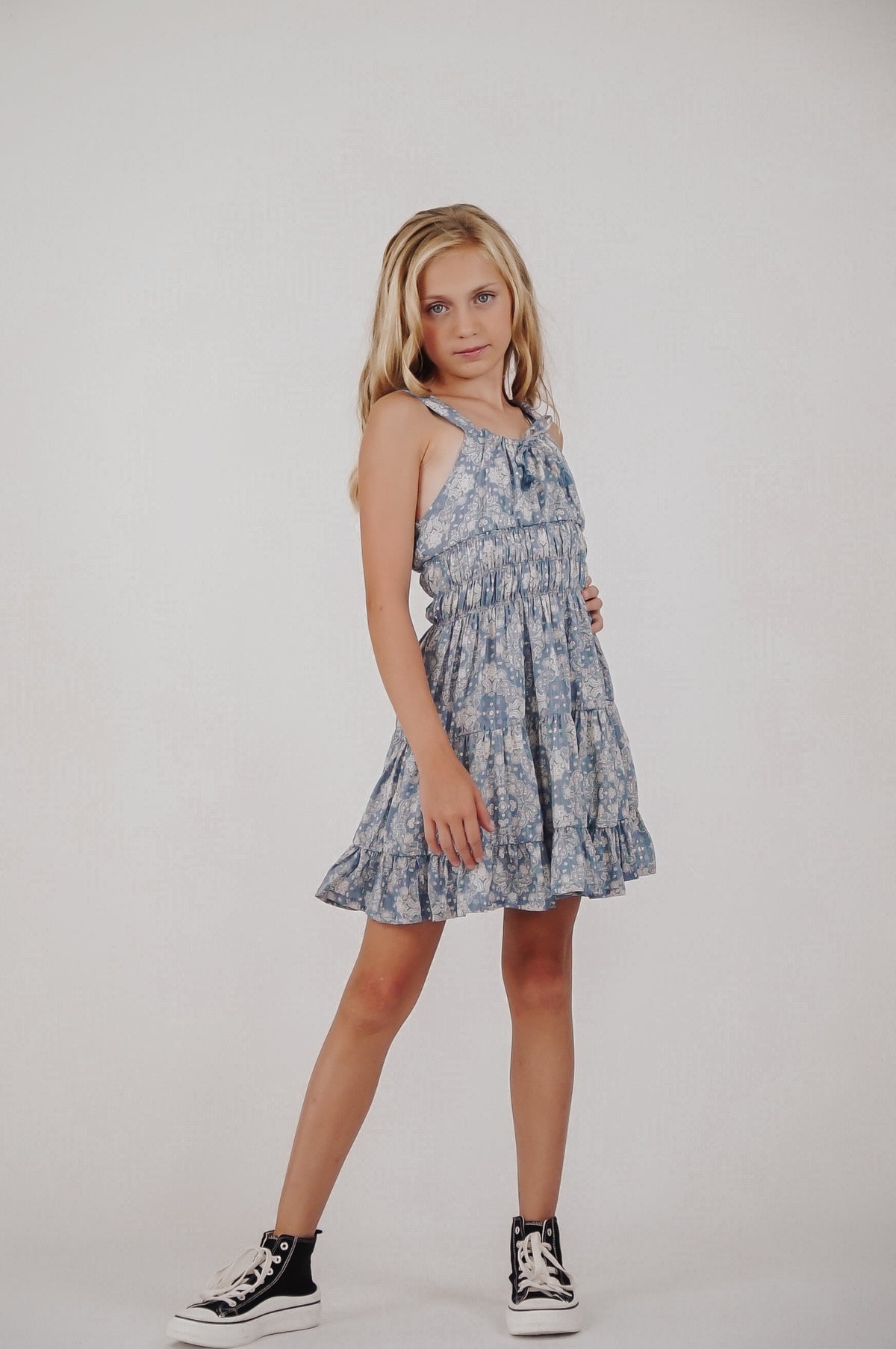 *Blue Bandana Printed Sleveeless Dress*