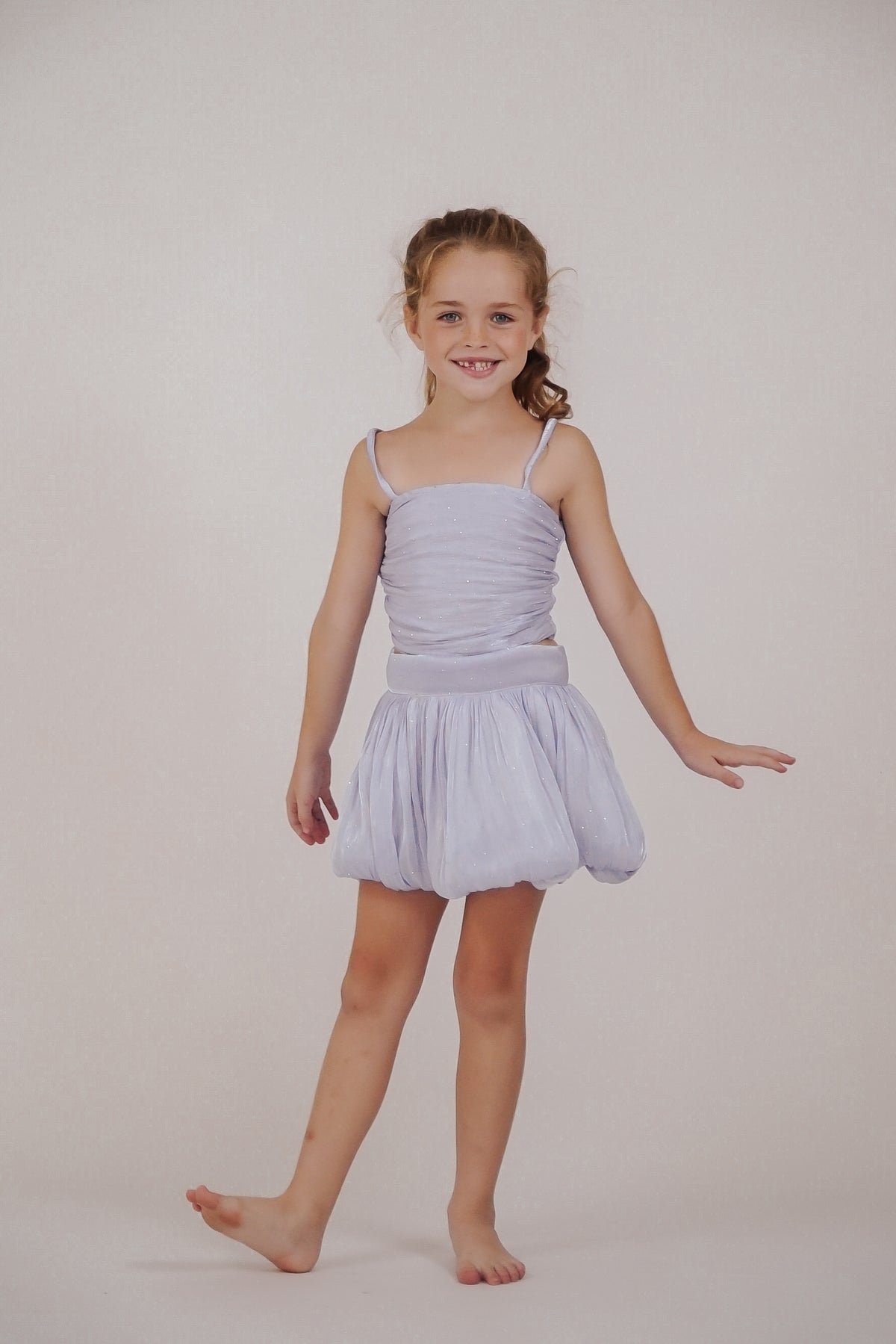 *Lavender Ruched Ballet Top with Tuck Away Straps*