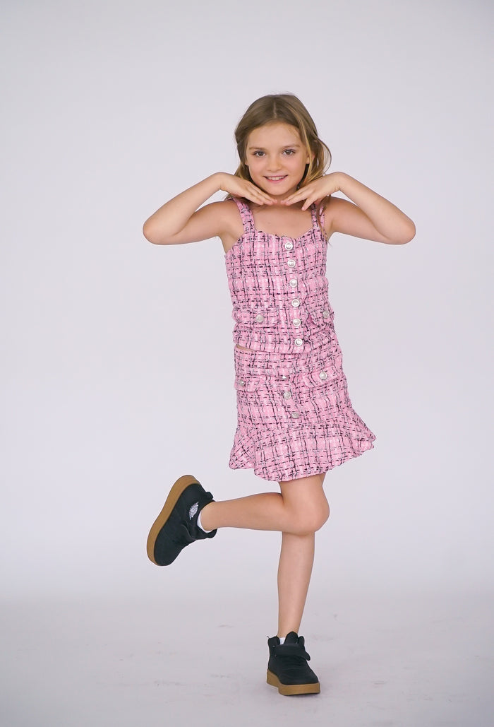 *Tweed Button Down Sleeveless Top*