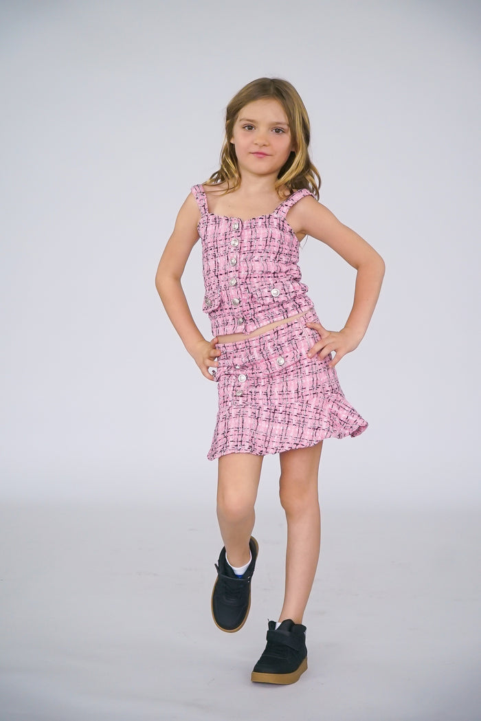*Tweed Button Down Sleeveless Top*