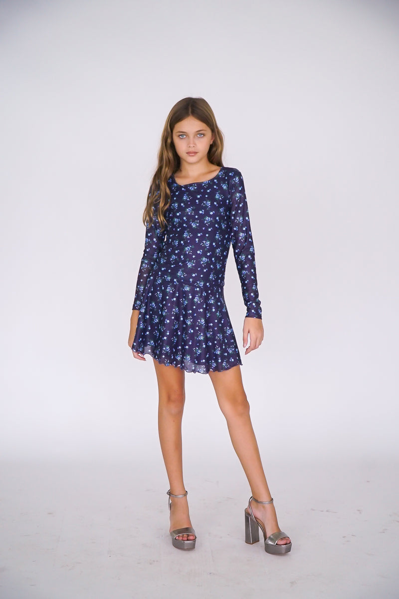 *Tulle Net Floral Ruffle Skirt*