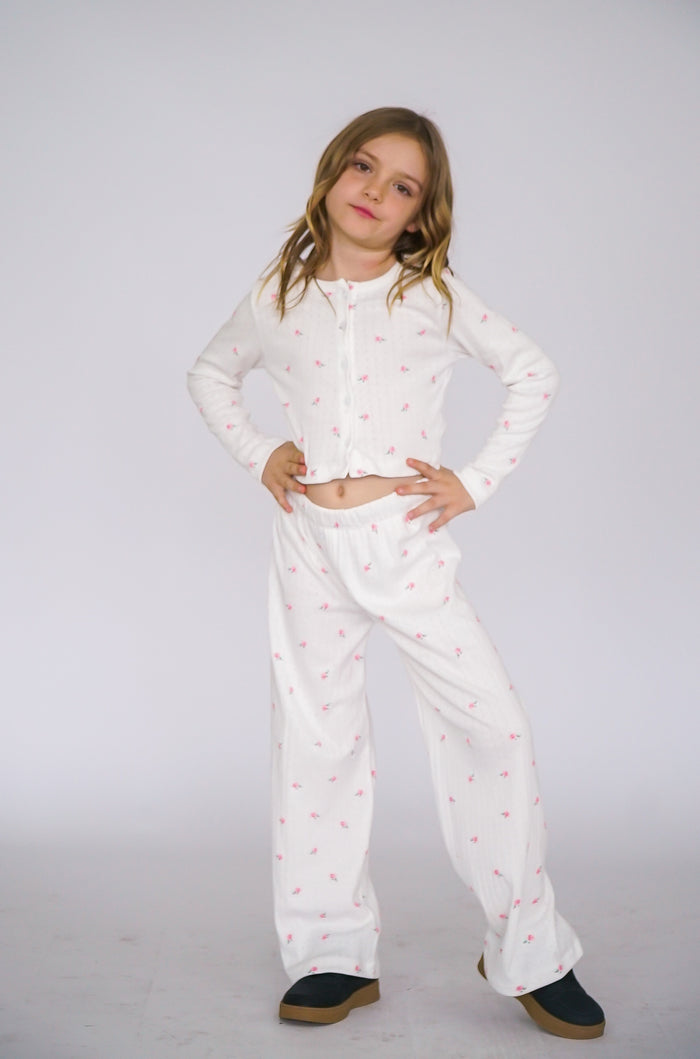 *Pointell Allover Printed Cardigan*