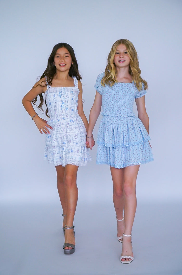 *Blue Flower Ruffle Dress*