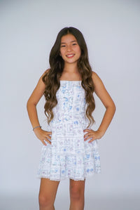 *Blue Flower Ruffle Dress*