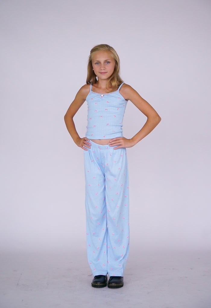 *Pointelle Printed Flare Pant