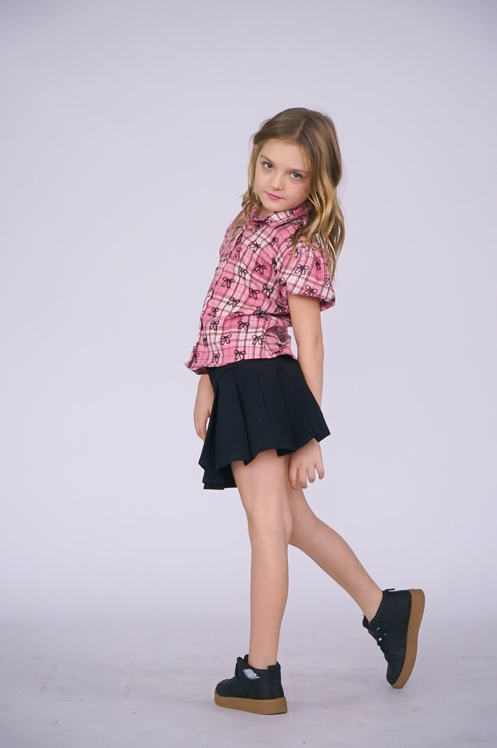 *Pink Allover Bow Collar Shirt*