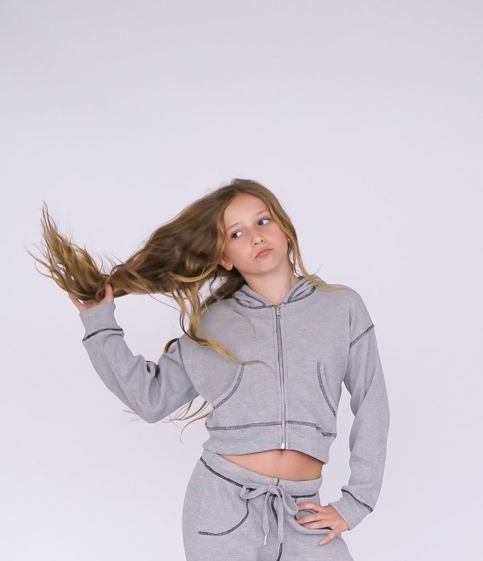 *Contrast Stitch Zip Up Jacket*