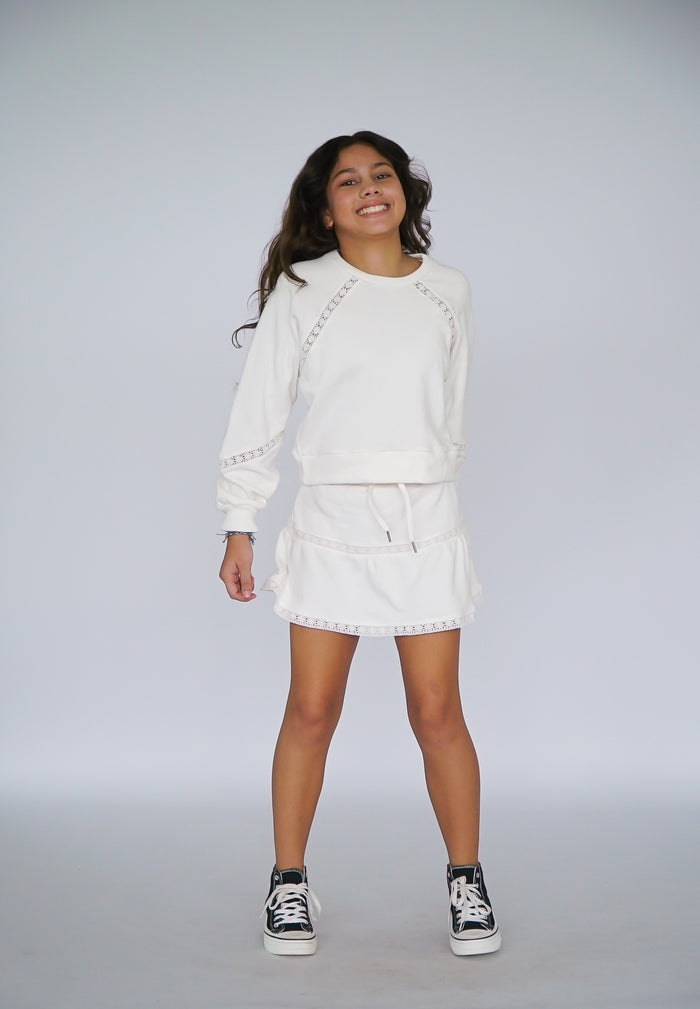 *Ivory Trim Lace Sweatshirt*