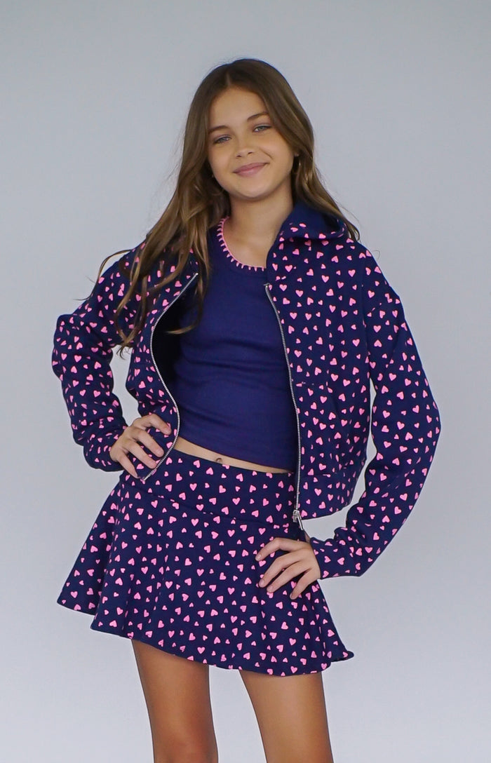*Allover Heart Zip Up Jacket*