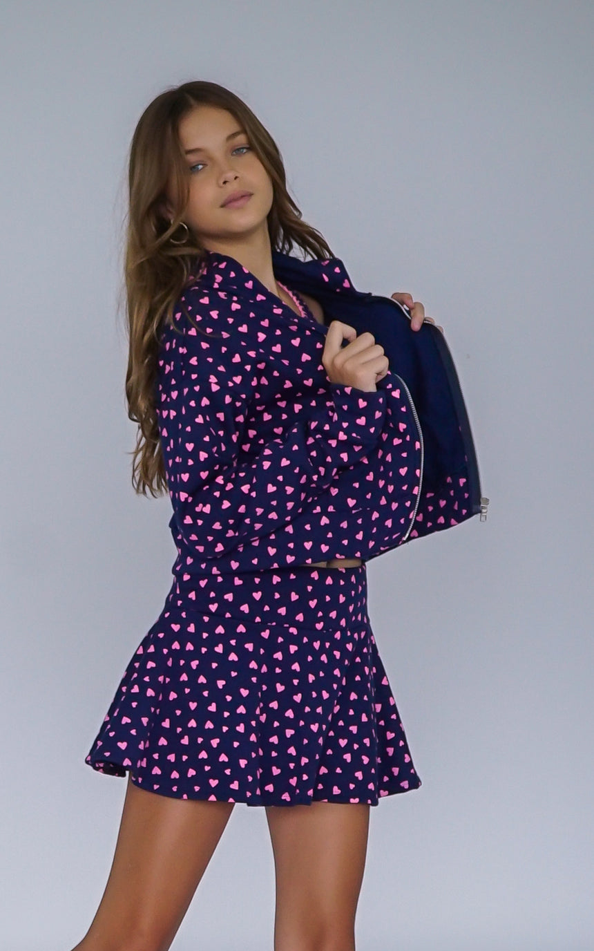 *Allover Heart Zip Up Jacket*