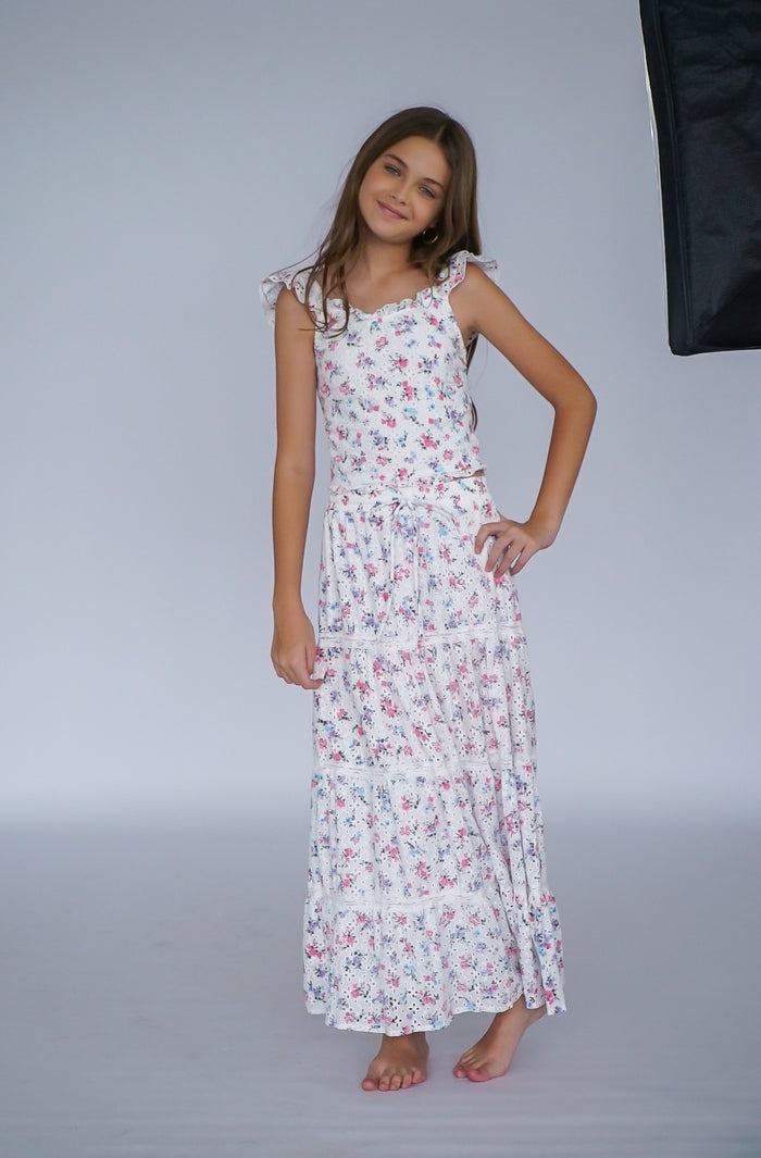 *Eyelet Floral Maxi Skirt*