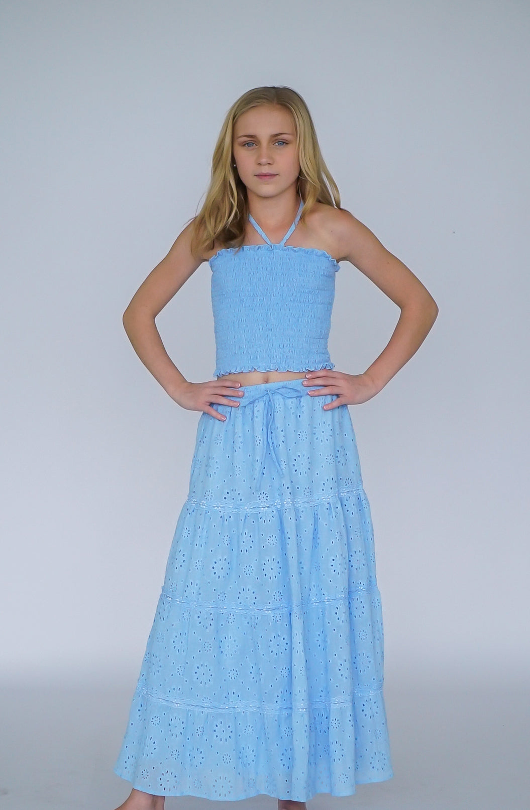 *Eyelet Smocked Top*