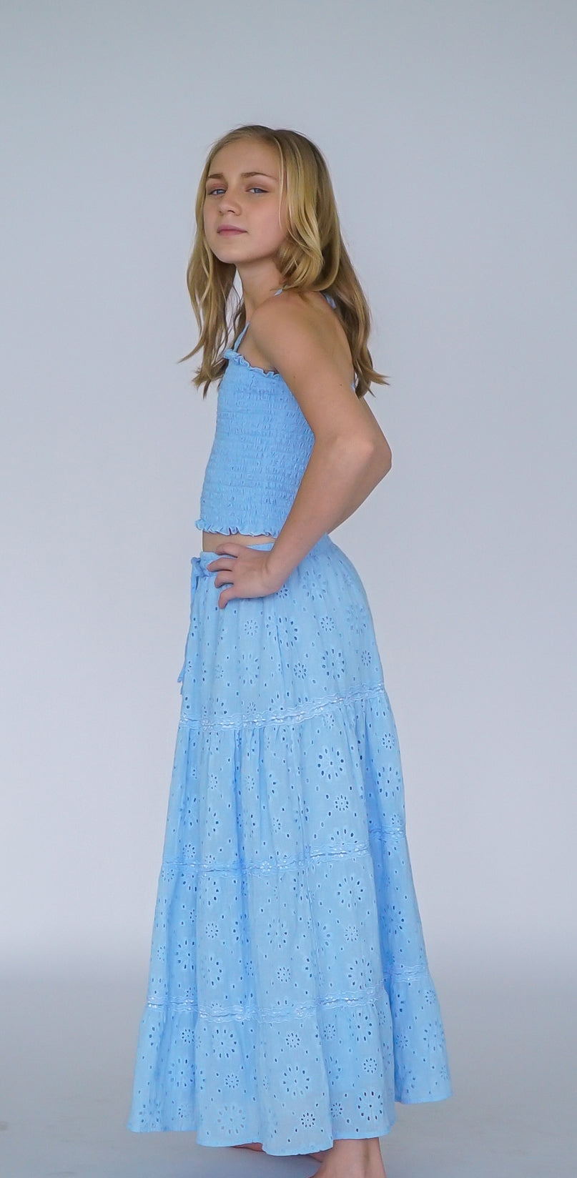 *Eyelet Smocked Top*