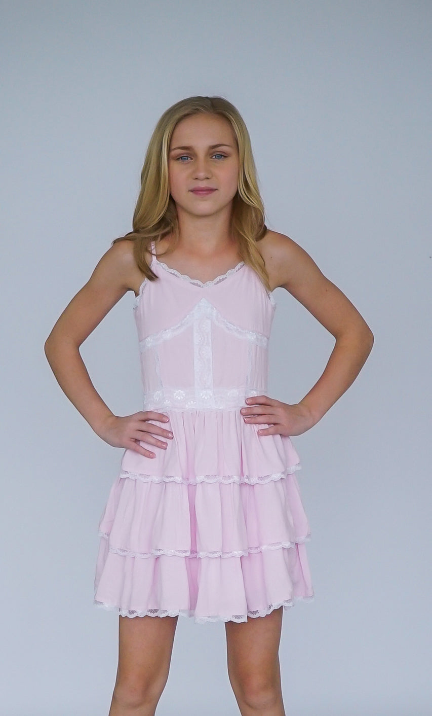 *Lace Trimmed Strappy Dress*