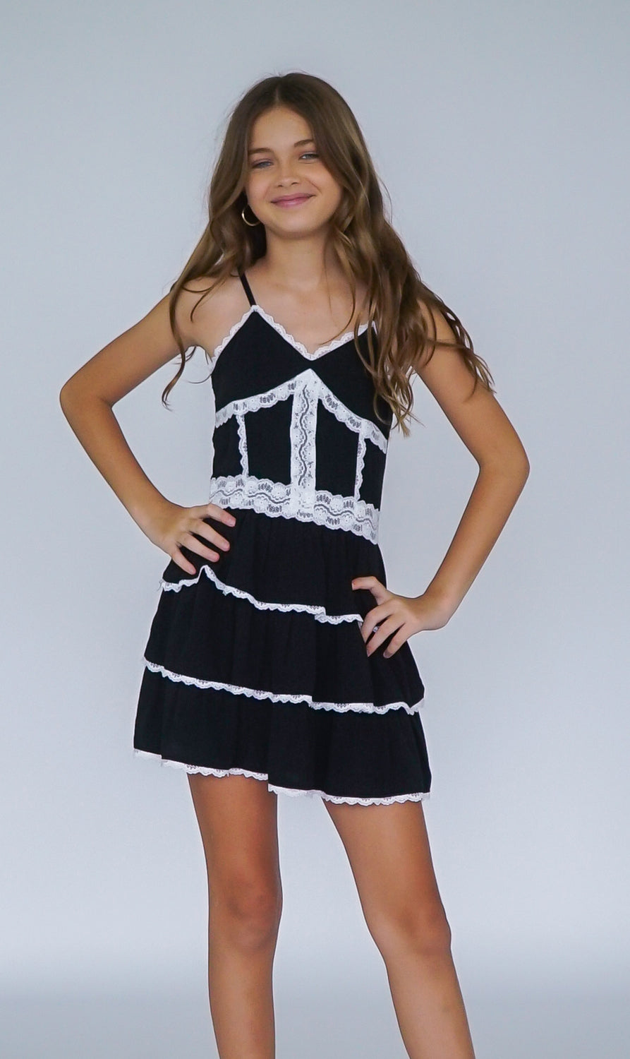 *Lace Trimmed Strappy Dress*