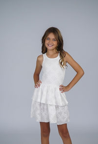 Emboss Flower Ruffle Dress*