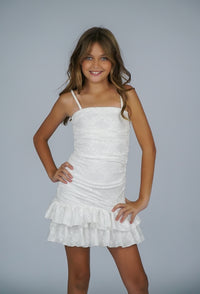 *Emboss Flower Ruched Dress*