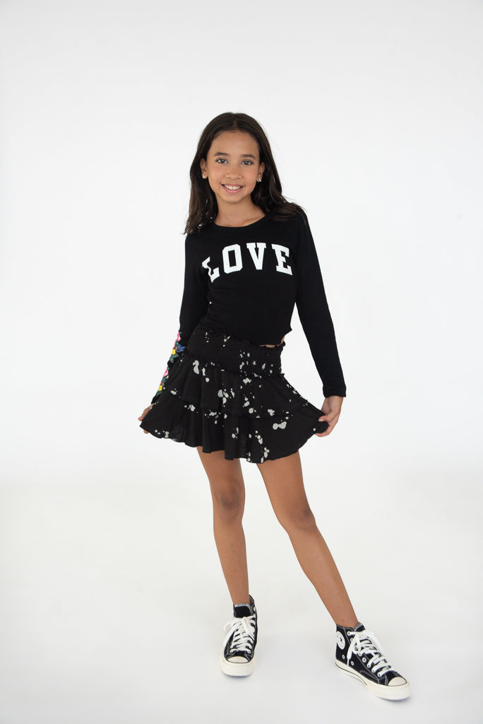 *Black Tattoo Love Crop Long Sleeve Tee*