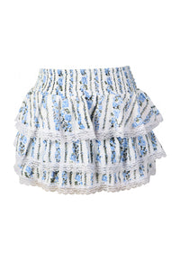 *Printed Ruffle Skirt with Lace*