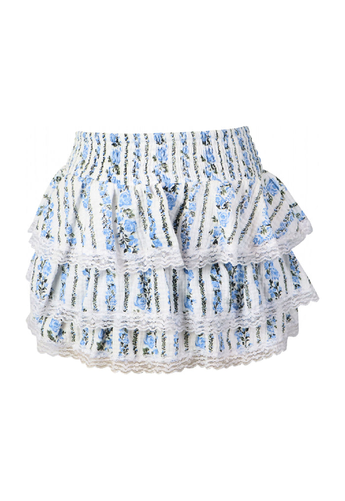 *Printed Ruffle Skirt with Lace*